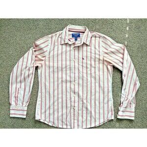 Abercrombie & Fitch Button Up Muscle Shirt Mens Sz 2XL Pink Striped Long Sleeve